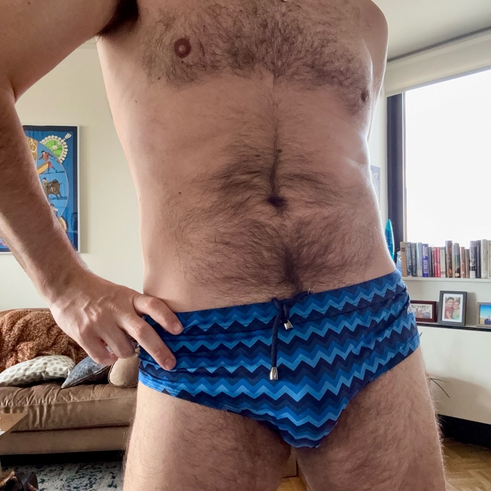 Men’s Missoni Vibrant Blue Patterned Chevron Swim Briefs with Dynamic Stripes